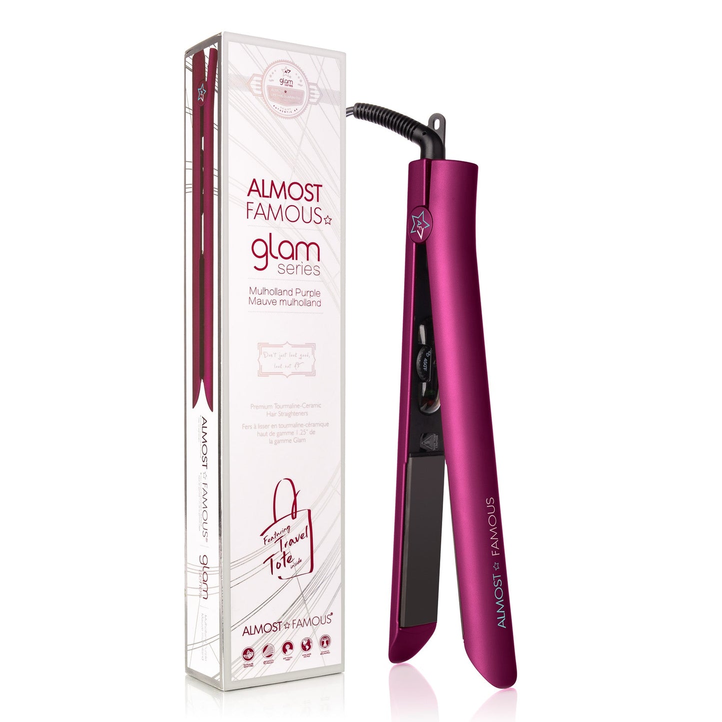 Glam Series 1.25" Gem Tourmaline Flat Iron with Travel Bag-0