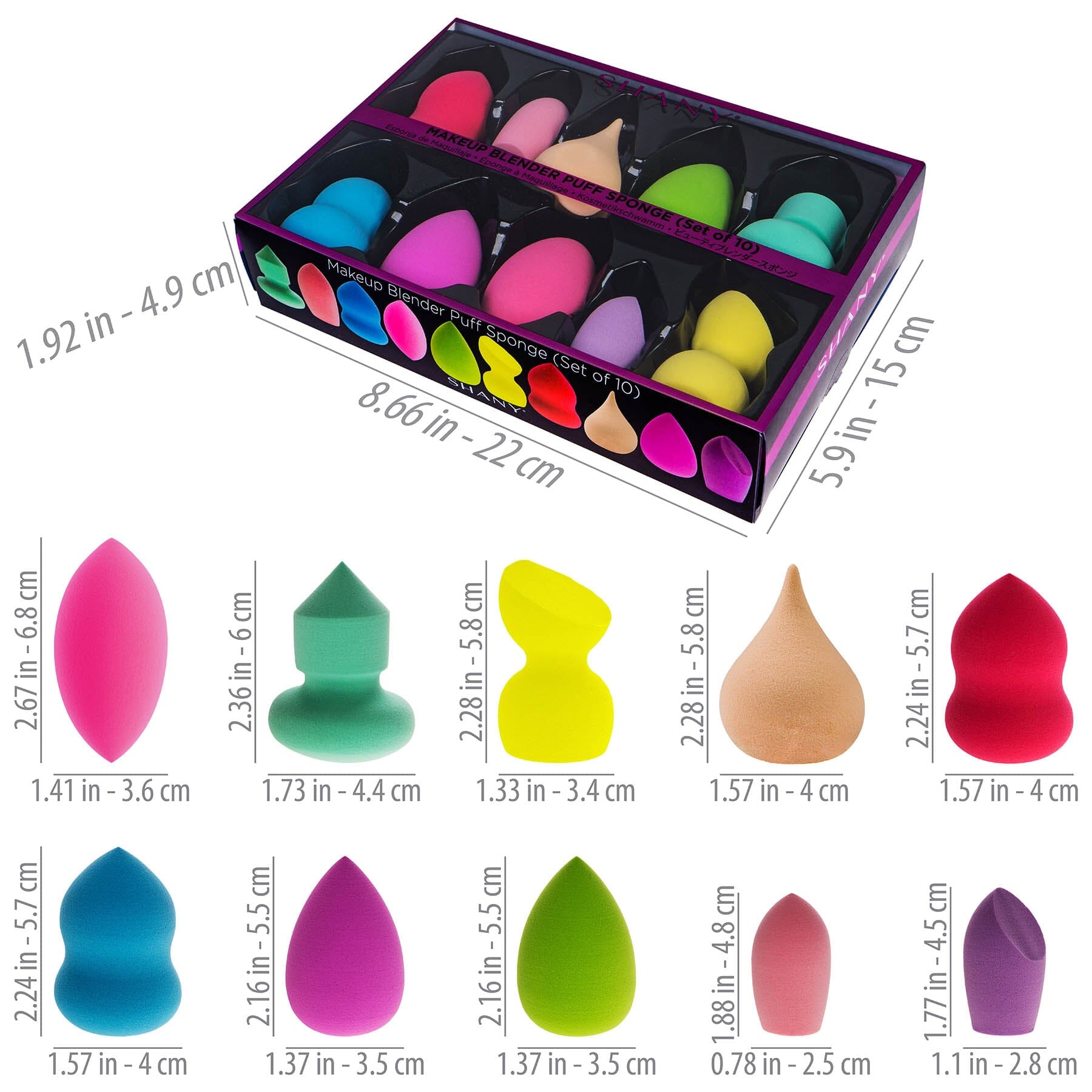 Makeup Blender Puff Sponge Set of 10 Latex-free Sponges-3