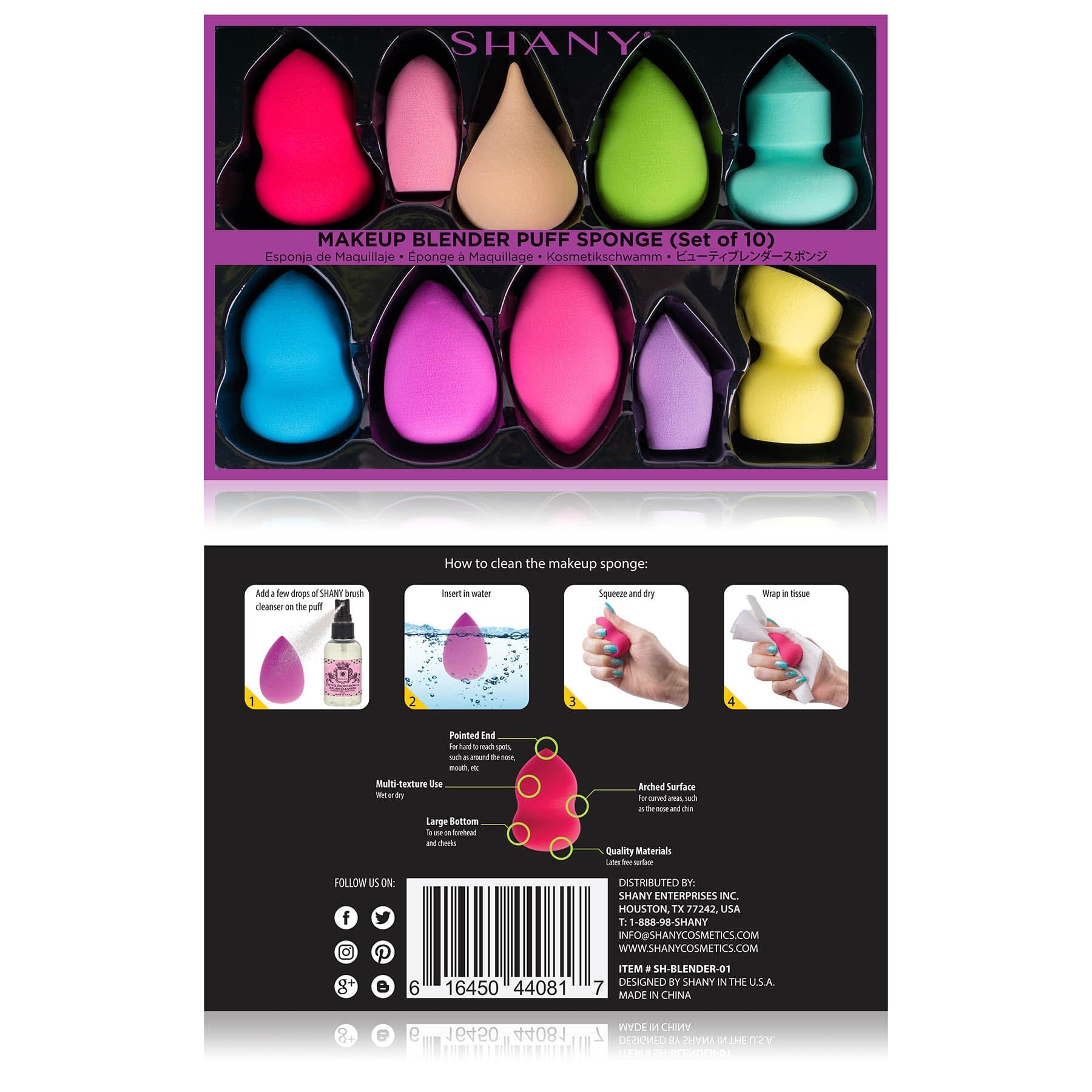 Makeup Blender Puff Sponge Set of 10 Latex-free Sponges-2