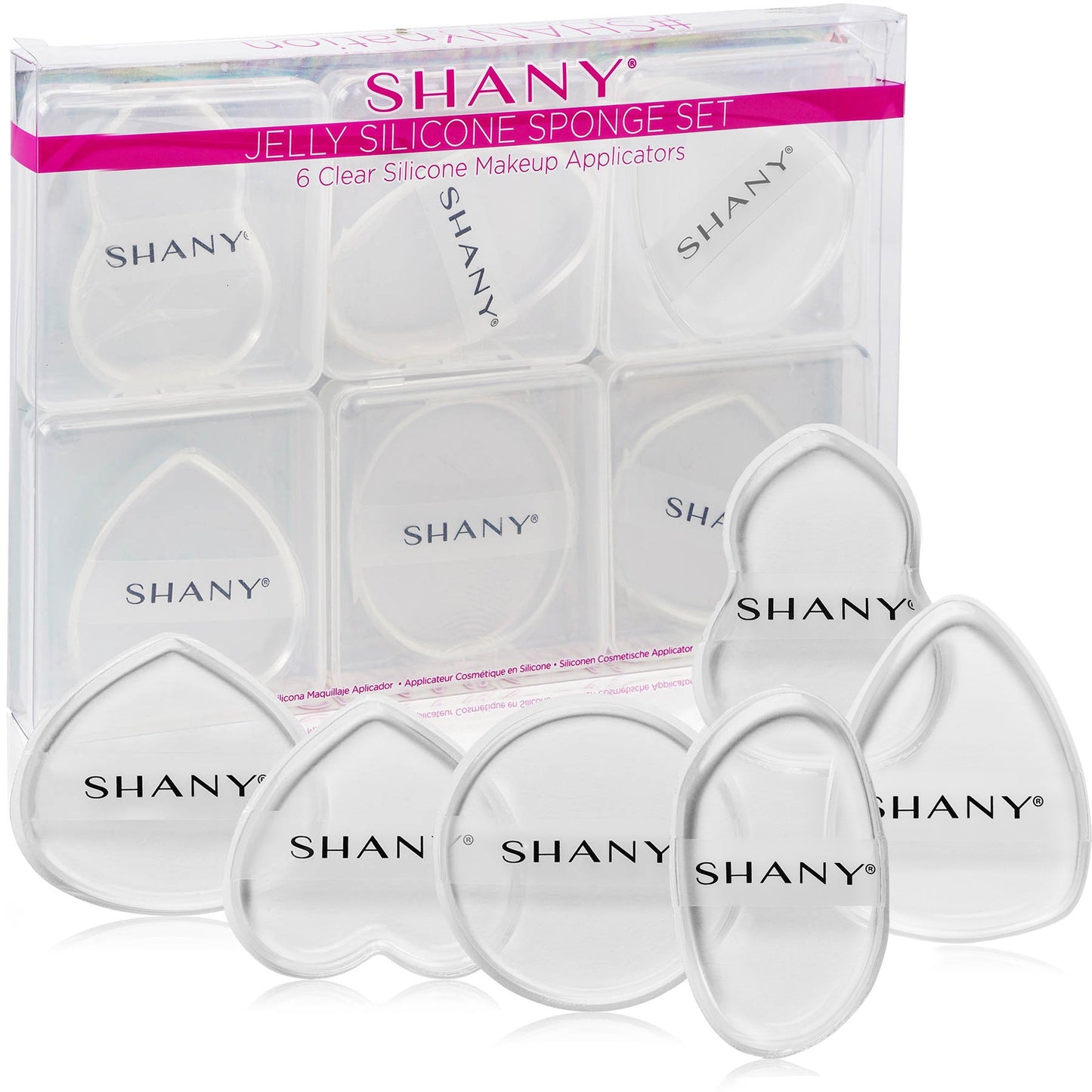 SHANY Stay Jelly Silicone Sponge Set - Clear & Non-Absorbent Makeup Blending Sponges for Flawless Application with Foundation - Assorted Sizes and Shapes - Pack of 6 - SHOP  - APPLICATORS - ITEM# SH-BLENDER-03